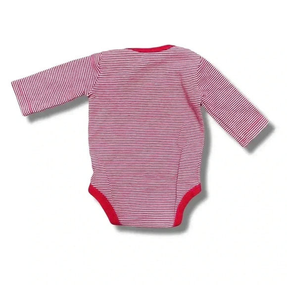 Carter's Ho Ho Ho Stripe Long Sleeve One piece Unisex Red - Picture 2 of 4